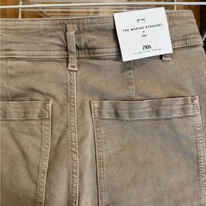 NWT Zara The Marine Straight Jeans in Sand (Size 40 US 8)